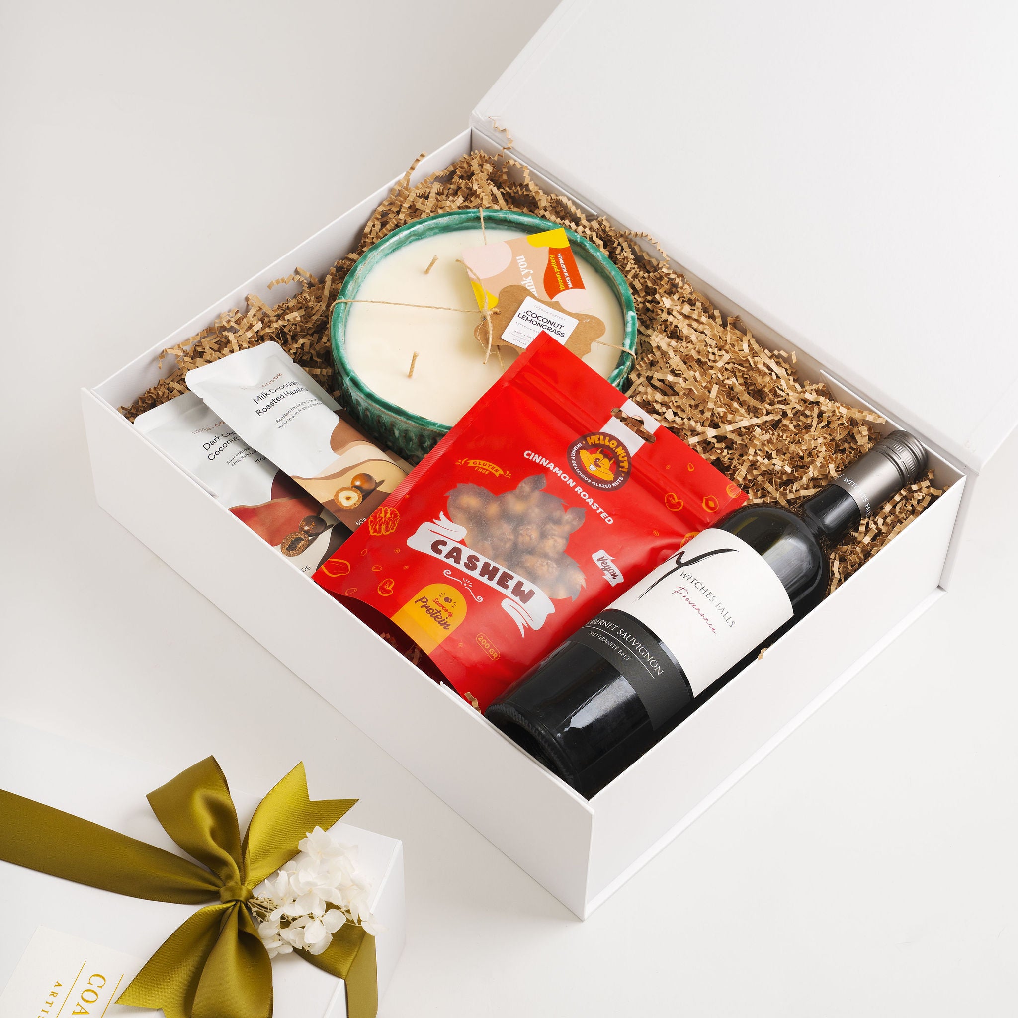 Luxury Gold Coast gift hamper with Witches Falls wine and artisan chocolates